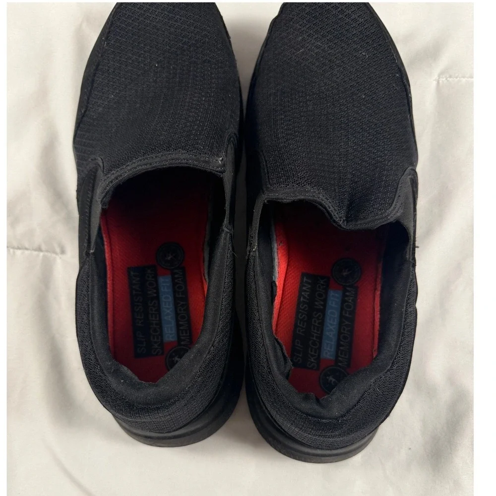 Skechers Work Relaxed Fit Mens Black Slip On Slip Resistant‎ Memory Foam Shoes